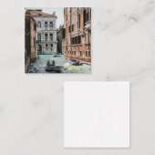 Carte De Visite Carré Canal de bateau de Venise (Devant / Derrière)