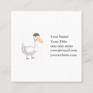 Carte De Visite Carré Canard de dessin animé joueur avec chapeau marron