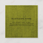 Carte De Visite Carré Canevas vert Élégant Monogramme (Dos)