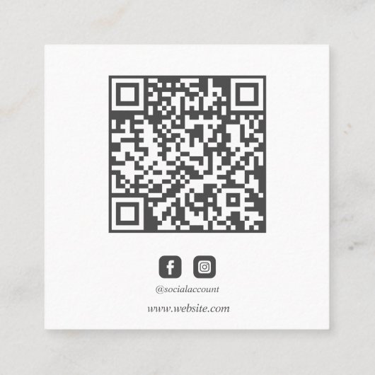 Carte De Visite Carré Capture d'écran QR CODE ou Logo Professional Ecrù (Dos)