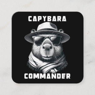 Carte De Visite Carré Capybara avec lunettes de soleil Capy Commander