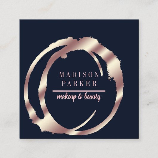 Carte De Visite Carré Carré Abstrait d'or moderne Faux Rose (Devant)