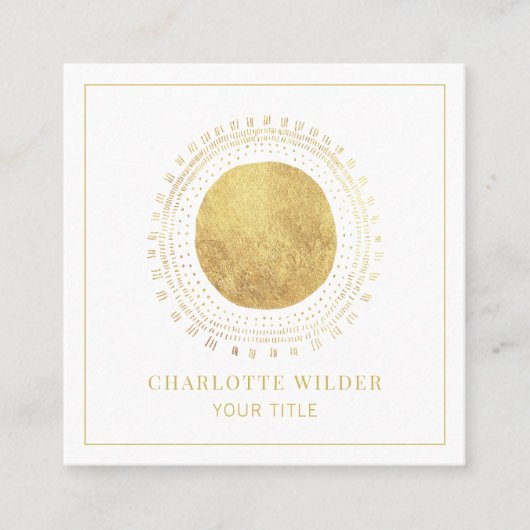 Carte De Visite Carré Carré Abstrait Gold Foil Circle (Devant)
