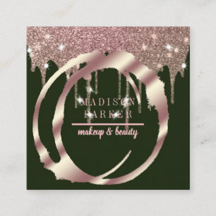 Carte De Visite Carré Carré Abstrait moderne Faux Rose Gold