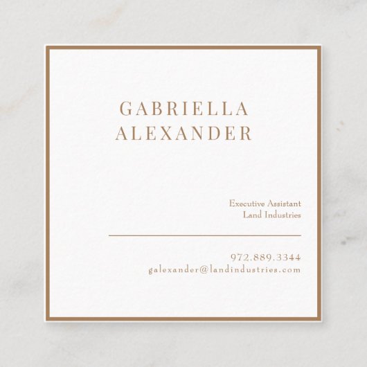 Carte De Visite Carré Carré blanc et or classique (Devant)