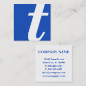 Carte De Visite Carré carré bleu monogramme (Devant / Derrière)