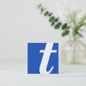 Carte De Visite Carré carré bleu monogramme (Debout devant)