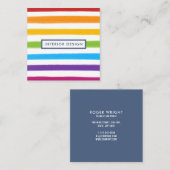 Carte De Visite Carré Carré d'aquarelle arc-en-ciel (Devant / Derrière)