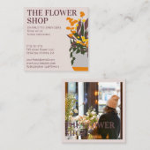 Carte De Visite Carré carré de brouillage d'illustration florale rétro m (Devant / Derrière)