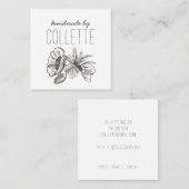 Carte De Visite Carré Carré de logo Fleur Fabriqué à la main (Devant / Derrière)