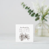 Carte De Visite Carré Carré de logo Fleur Fabriqué à la main (Debout devant)