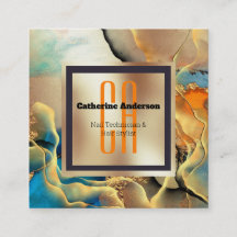 carré de monogramme de fumée d'encre orange bleu m