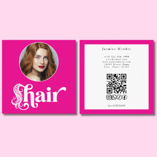 Carte De Visite Carré Carré de réseaux sociaux QR de coiffeur pour photo