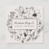Carte De Visite Carré Carré de script moderne Botanique Rose et Noir (Devant)