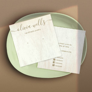 Carte De Visite Carré Carré d'écran de l'oreille en bois blanc du script