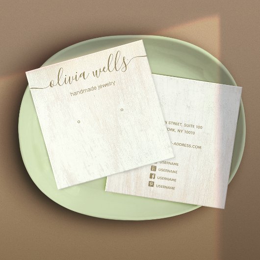 Carte De Visite Carré Carré d'écran de l'oreille en bois blanc du script