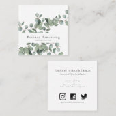 Carte De Visite Carré Carré Eucalyptus aquarelle (Devant / Derrière)