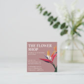 Carte De Visite Carré Carré fleuri tropical rouge (Debout devant)