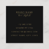 Carte De Visite Carré carré moderne chic en marbre noir (Dos)