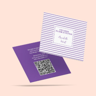 Carte De Visite Carré Carré moderne Grandes pourpres avec code QR