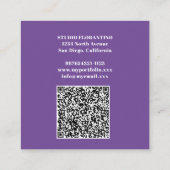 Carte De Visite Carré Carré moderne Grandes pourpres avec code QR (Dos)