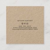 Carte De Visite Carré Carré moderne kraft brun clair minimaliste simple (Dos)
