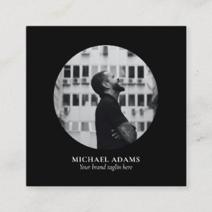 Carte De Visite Carré Carré Noir & Blanc Simple Moderne Réseaux Sociaux