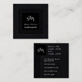 Carte De Visite Carré Carré noir double cadre monogramme (Devant / Derrière)