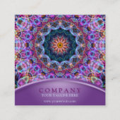 Carte De Visite Carré Carré pourpre de mandala de Lotus (Devant)