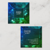 Carte De Visite Carré Carré vert-bleu de galaxie de chimères de (Devant / Derrière)