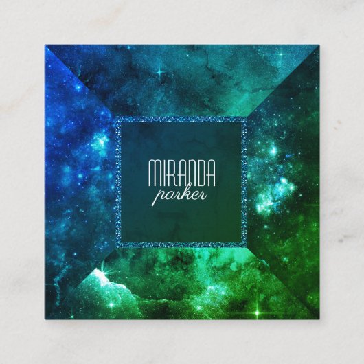 Carte De Visite Carré Carré vert-bleu de galaxie de chimères de (Devant)