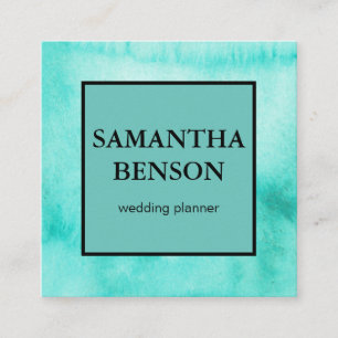 Carte De Visite Carré Carré Wedding planner Turquoise Watercolor