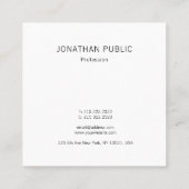 Carte De Visite Carré carrée chic et professionnelle en monogramme blanc (Dos)