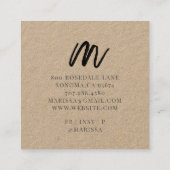 Carte De Visite Carré Carte d'appel du Carré Kraft initial de script noi (Dos)