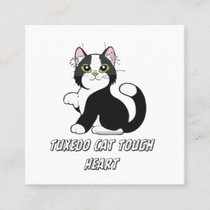 Carte De Visite Carré "Carte de visite chat smoking cœur dur adorable"