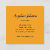 Carte De Visite Carré Cartoon de chat blanc simple amusant Jaune (Dos)