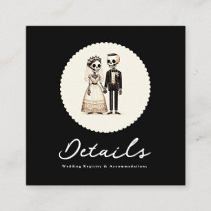 Carte De Visite Carré Cartoon Skeleton Bride + Groom Mariage Détails