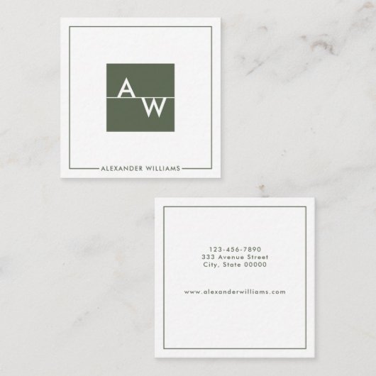 Carte De Visite Carré Case Formelle (Devant / Derrière)