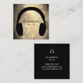 Carte De Visite Carré Casque DJ poussière dorée (Devant / Derrière)