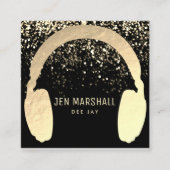 Carte De Visite Carré Casques DJ fausse feuille d'or (Devant)