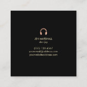 Carte De Visite Carré Casques DJ sur arrière - plan faux holographique (Dos)