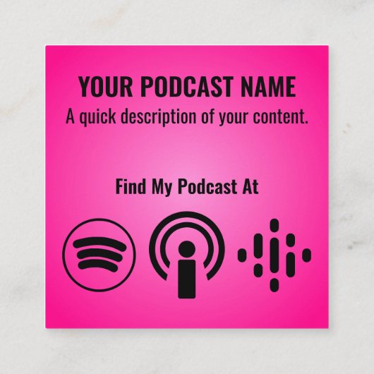 Carte De Visite Carré Casques Microphone Podcast rose (Dos)