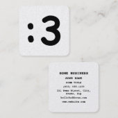 Carte De Visite Carré Cat Face Emoticon :3 (Devant / Derrière)