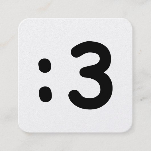 Carte De Visite Carré Cat Face Emoticon :3 (Devant)