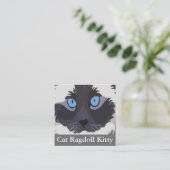 Carte De Visite Carré Cat Ragdoll Blue Eyes Kitty (Debout devant)