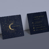 Carte De Visite Carré Céleste Céleste Crescent Bleu Lune