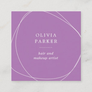 Carte De Visite Carré Cercle Abstrait blanc  Lavande