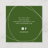 Carte De Visite Carré Cercle Abstrait blanc| Vert forestier (Dos)