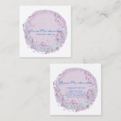 Carte De Visite Carré Cercle Abstrait bleu et lavande (Devant / Derrière)