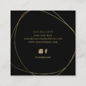Carte De Visite Carré Cercle Abstrait de Faux Gold| Noir (Dos)